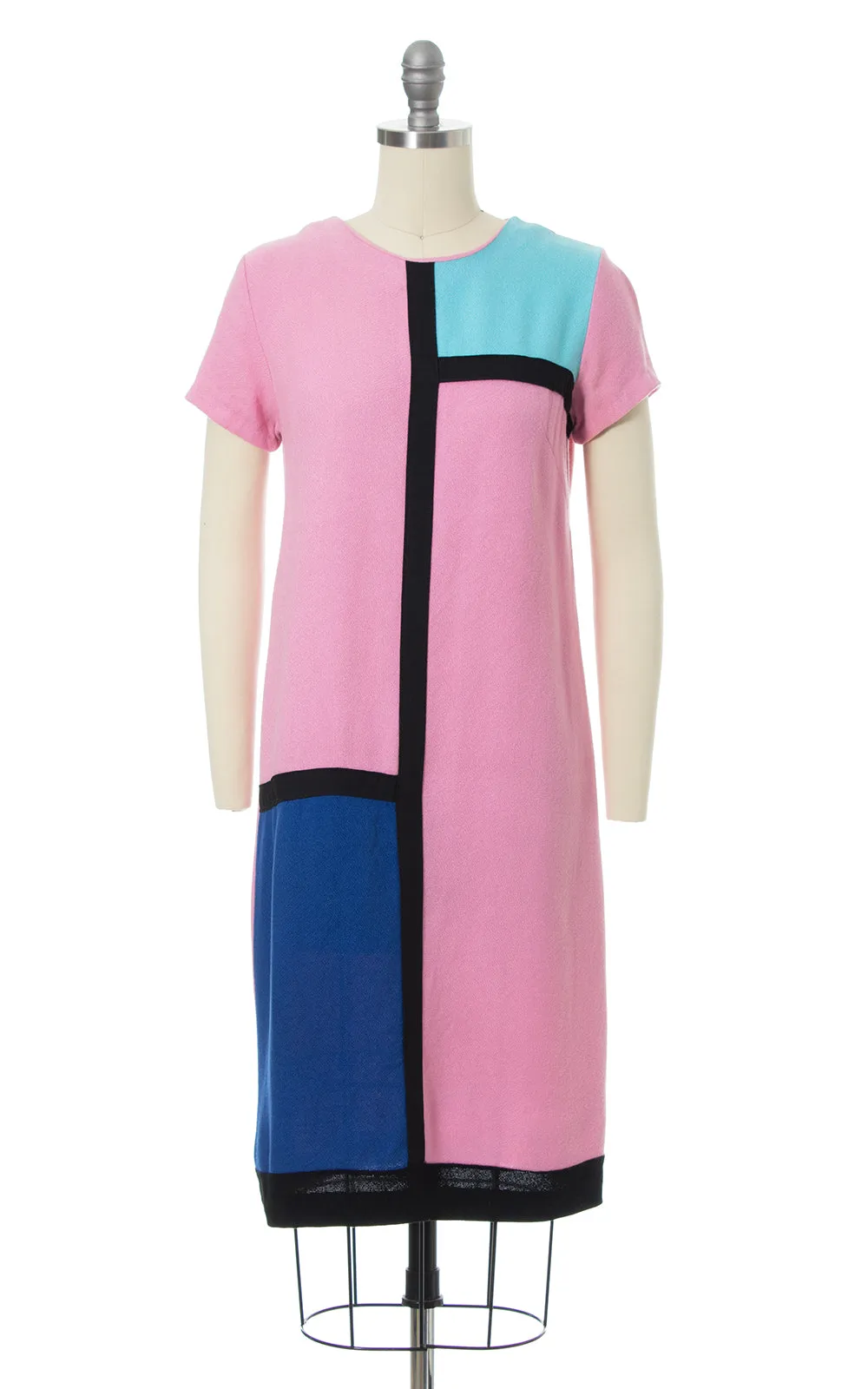 1960s Mondrian Inspired Color Block Shift Dress | x-small/small
