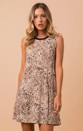 Afends Womens Leopard - Shift Dress