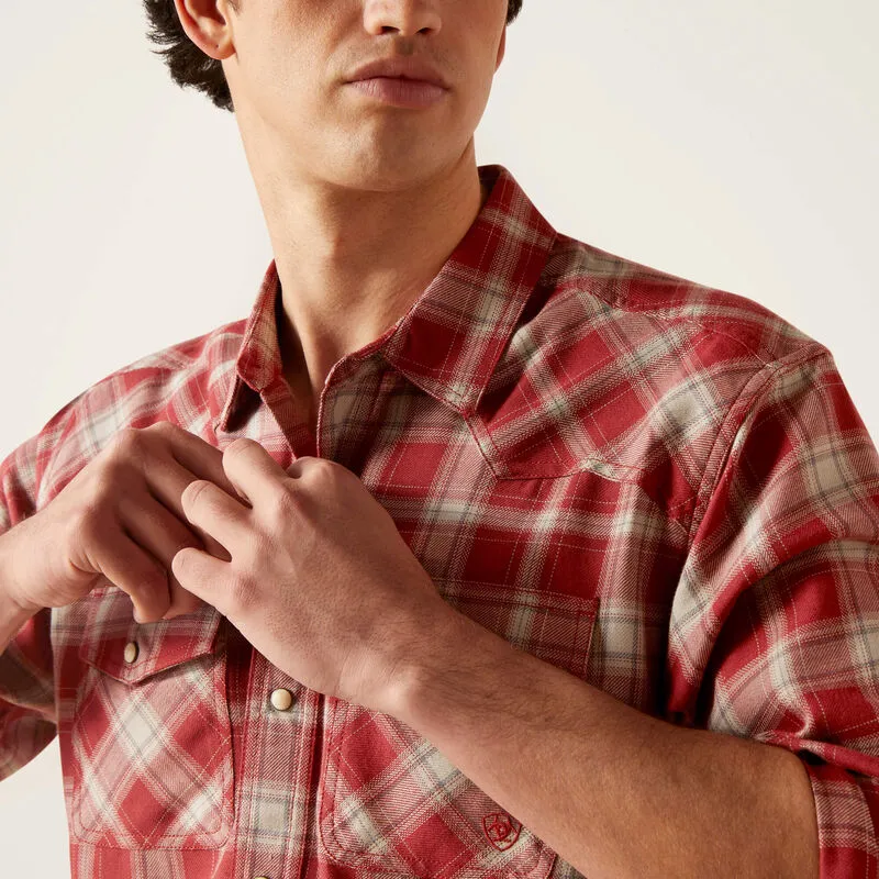 ARIAT MENS HOLTON RETRO SNAP LS SHIRT (ROSEWOOD)