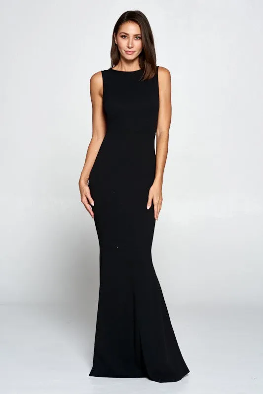 Black Ruffle Bow Maxi Dress Gown