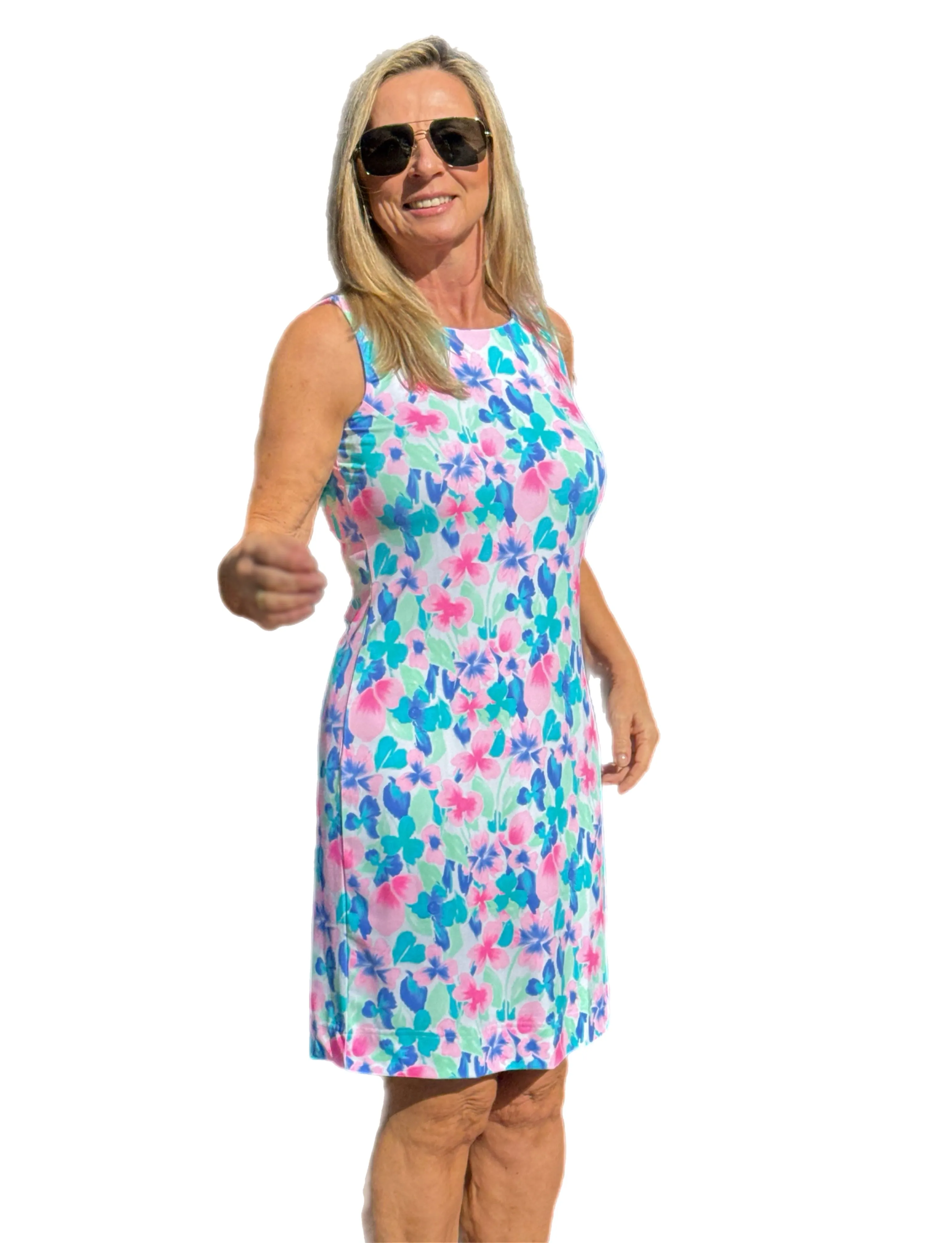 Classic Shift Dress with UPF50  Pastel Flowers
