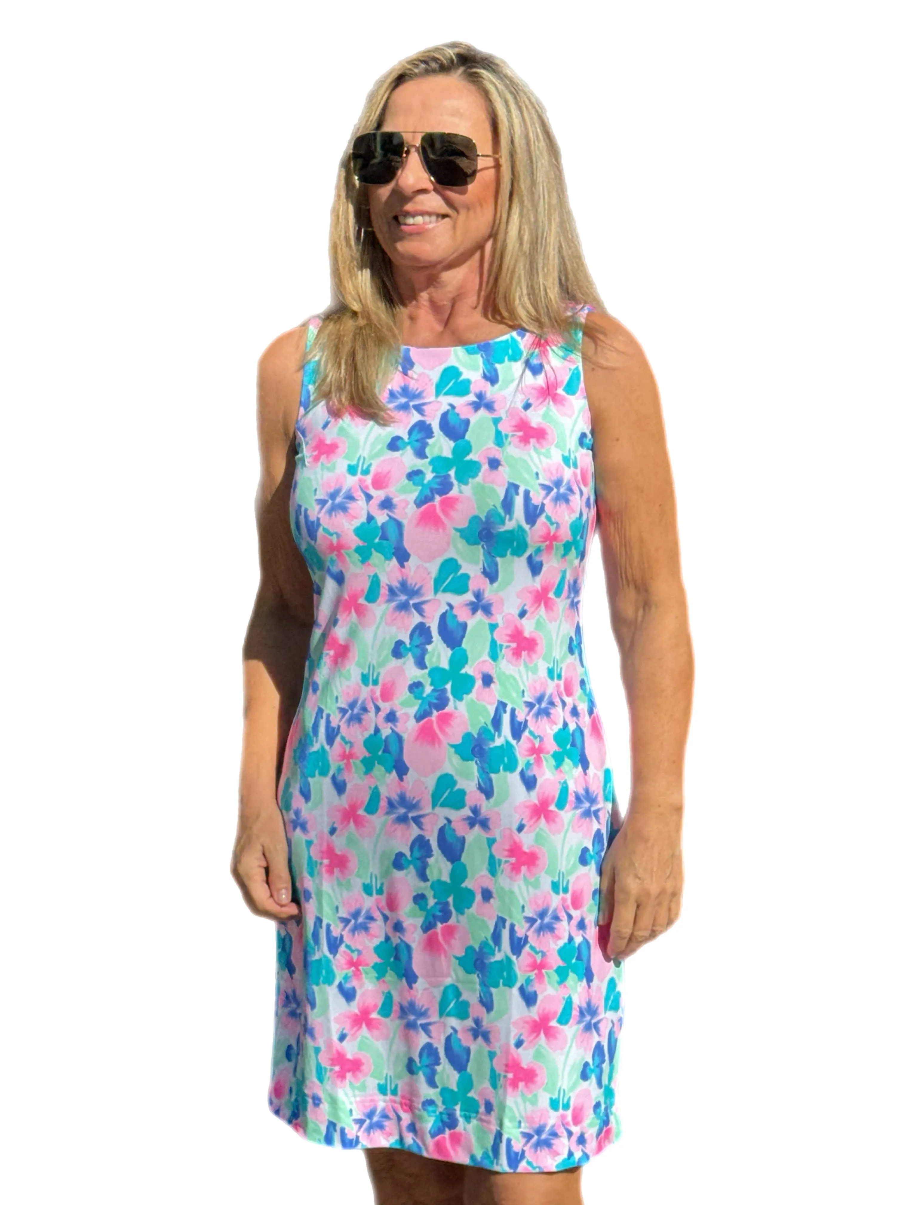 Classic Shift Dress with UPF50  Pastel Flowers