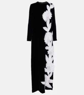 Costarellos Floral appliqu√É¬© cr√É¬™pe gown