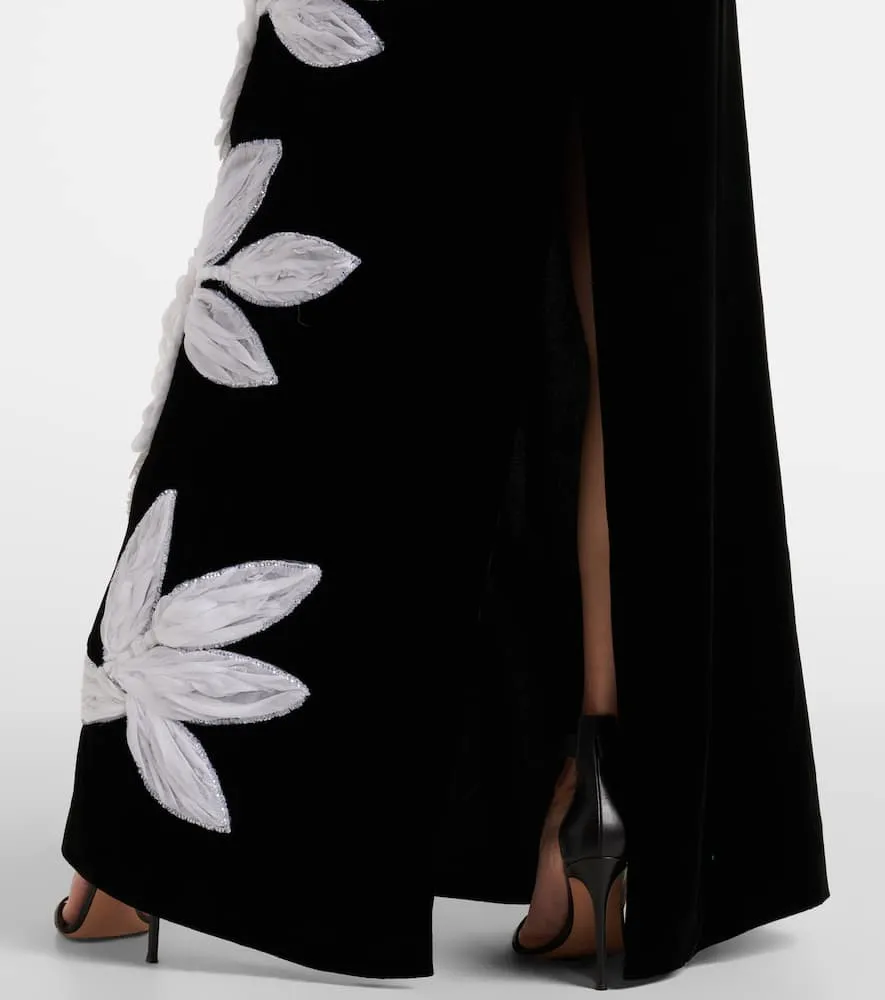 Costarellos Floral appliqu√É¬© cr√É¬™pe gown