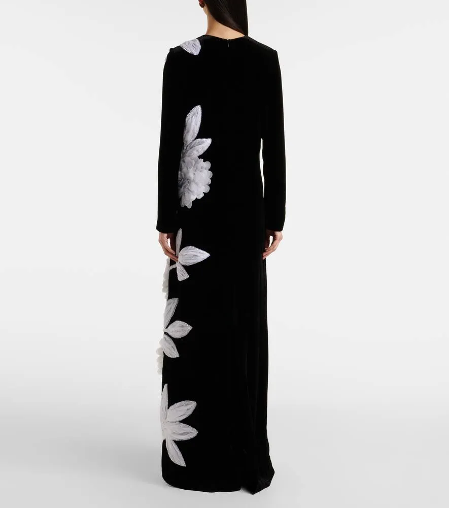 Costarellos Floral appliqu√É¬© cr√É¬™pe gown