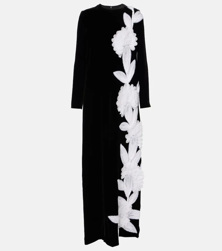 Costarellos Floral appliqu√É¬© cr√É¬™pe gown