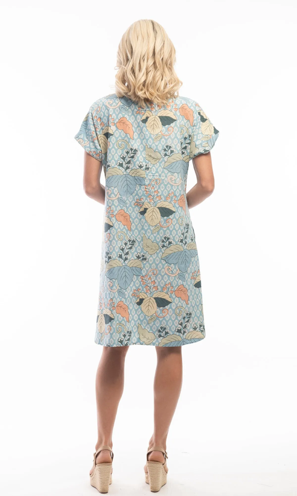 Cotton/Rayon Dress Shift Short Sleeve Reversible Hallstat