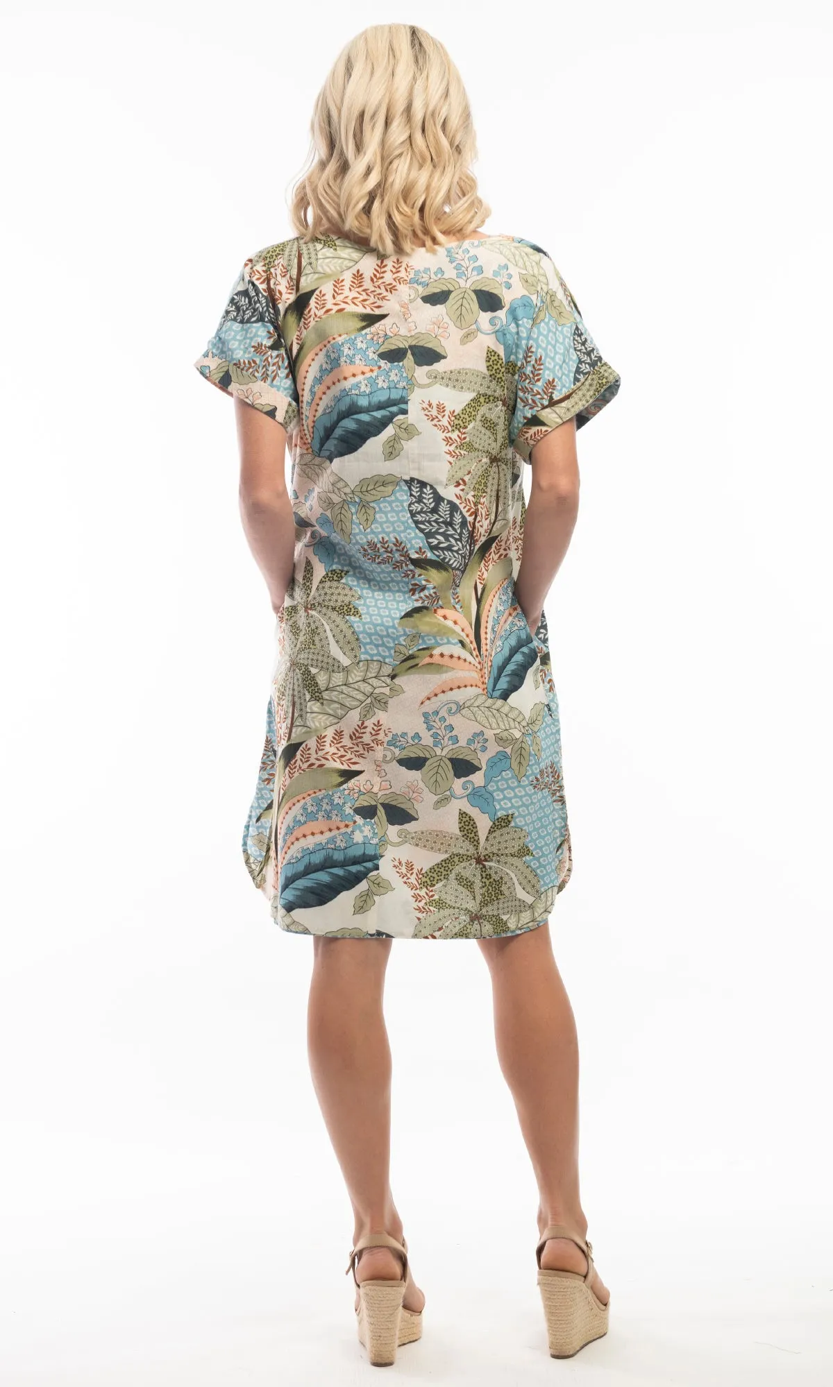 Cotton/Rayon Dress Shift Short Sleeve Reversible Hallstat