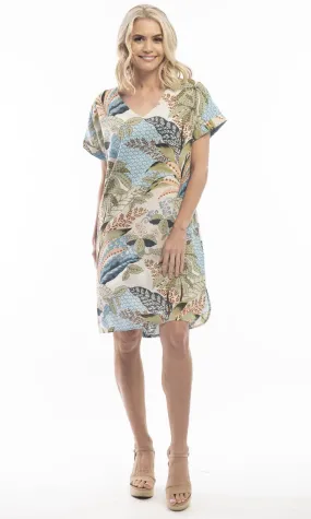 Cotton/Rayon Dress Shift Short Sleeve Reversible Hallstat