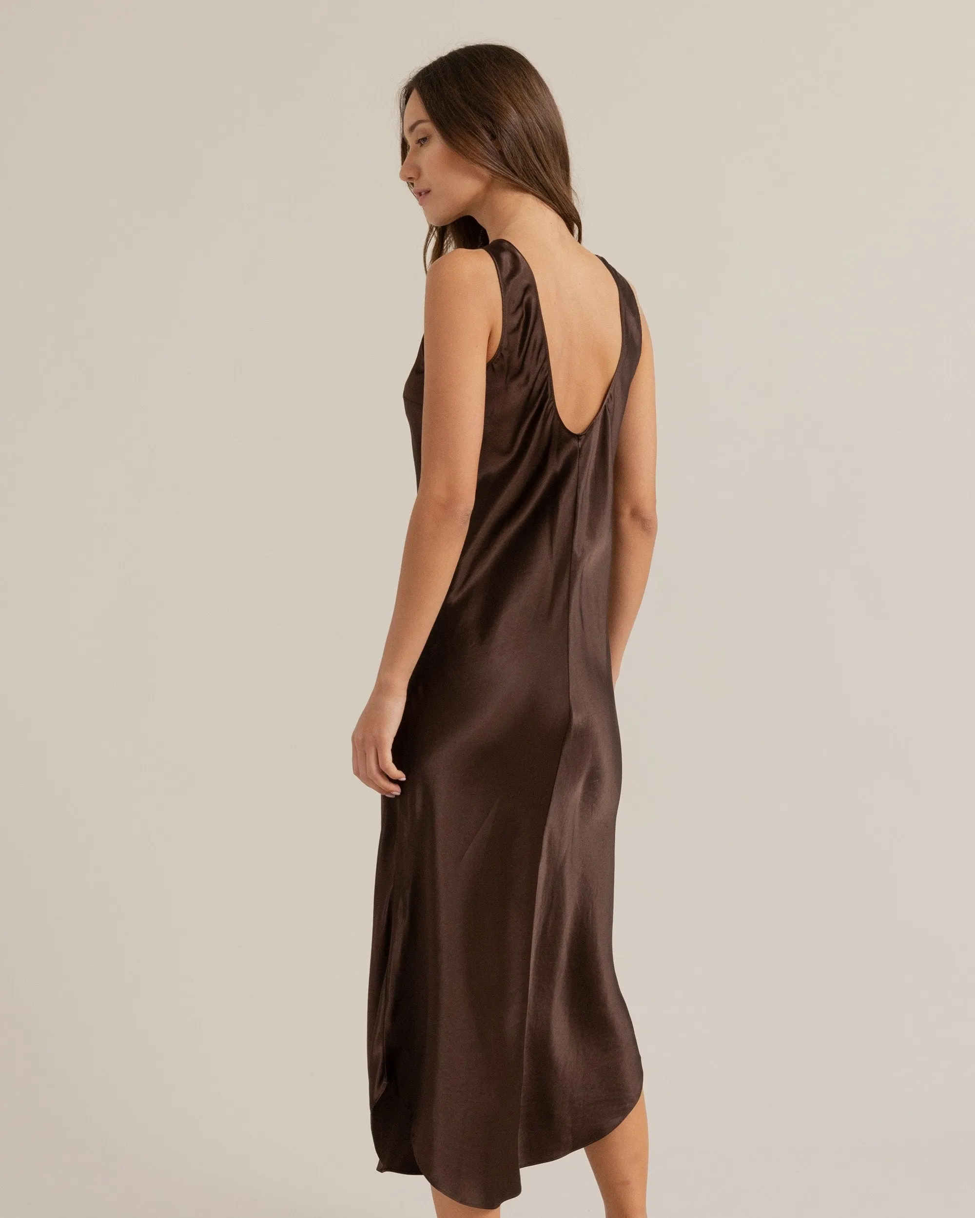 Eden High-Neck Satin Dress