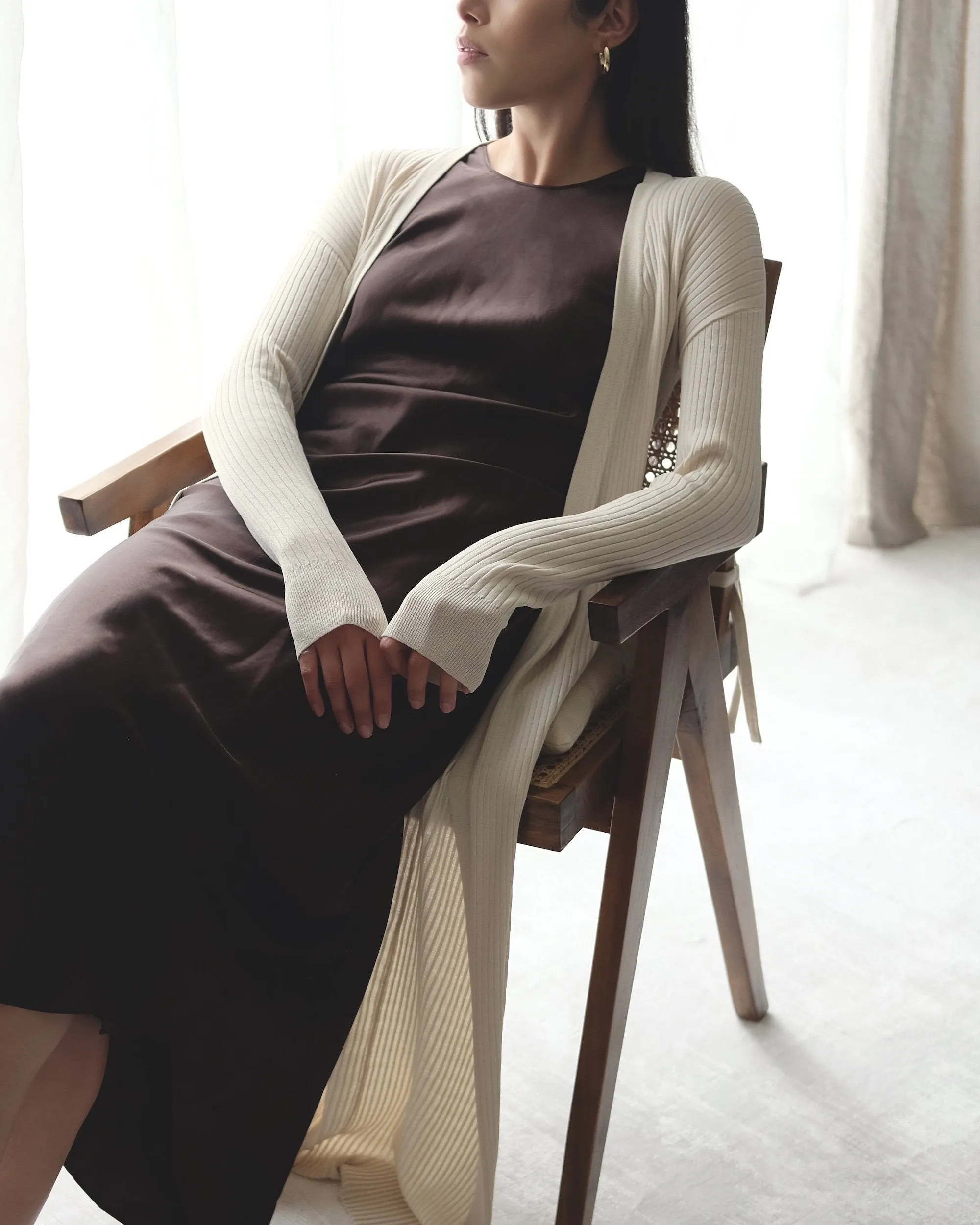 Eden High-Neck Satin Dress