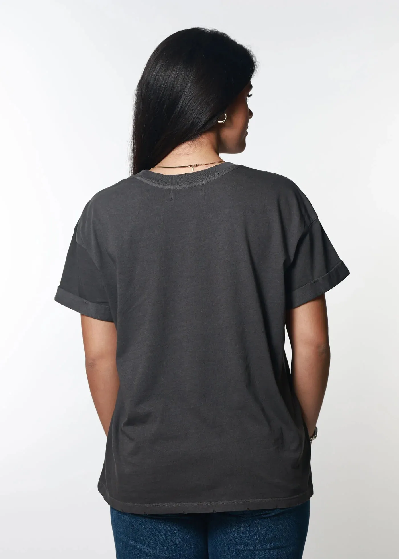 Flower Market Vintage Black Boyfriend Tee