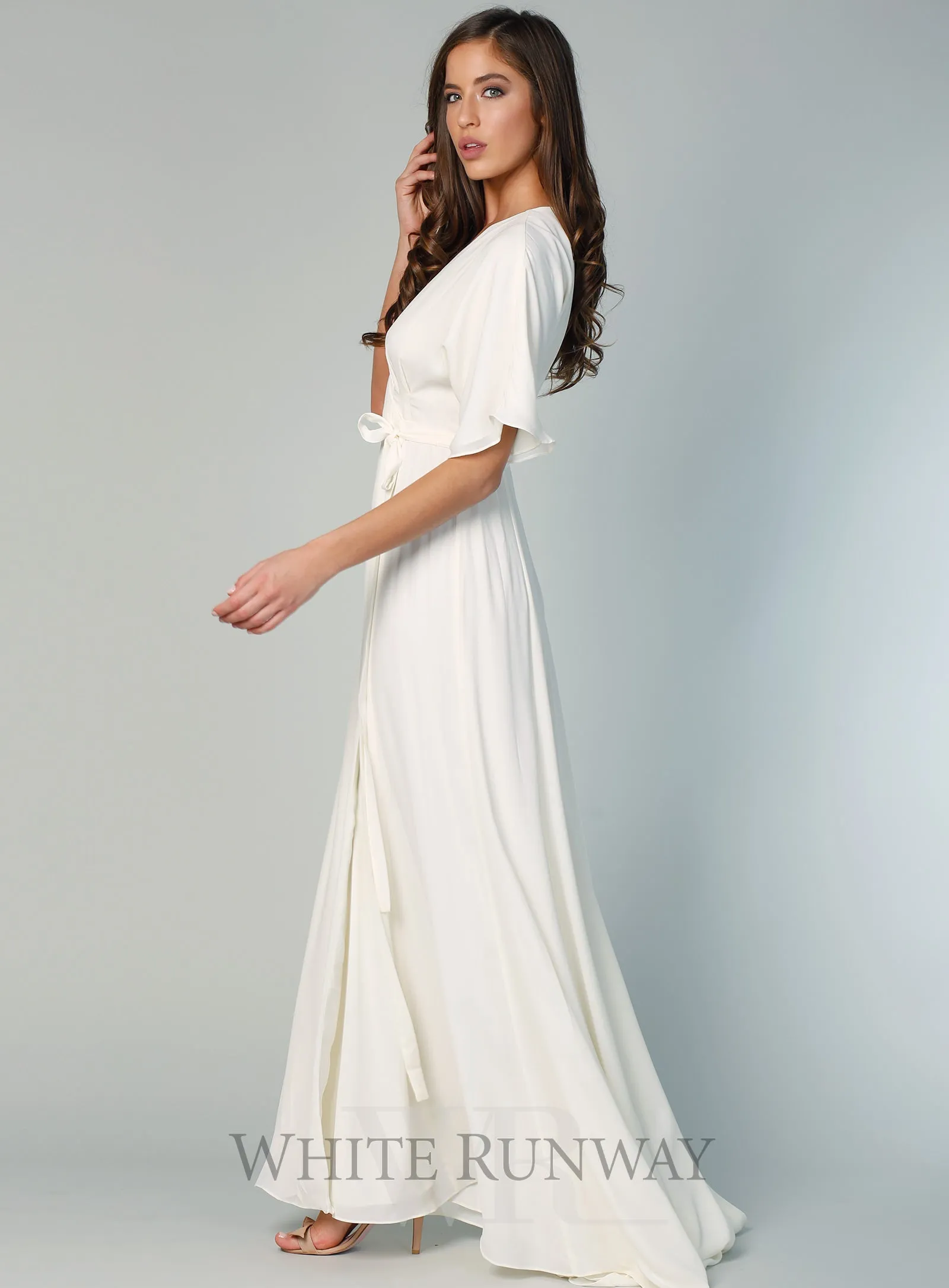 Kimono Sleeve Gown with Train