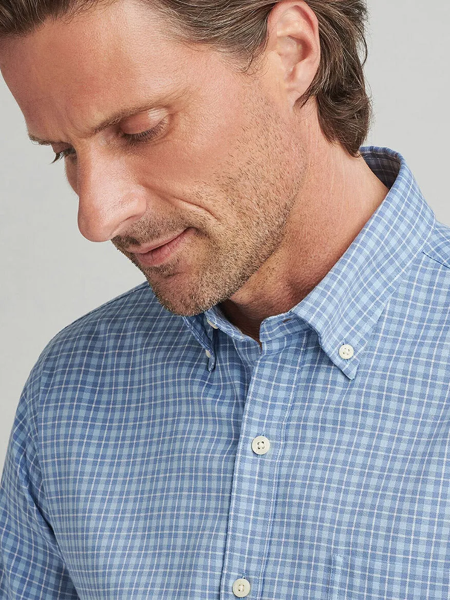 Peter Millar Caspian Perfect Pinpoint Cotton-Stretch Sport Shirt in Blue Freesia