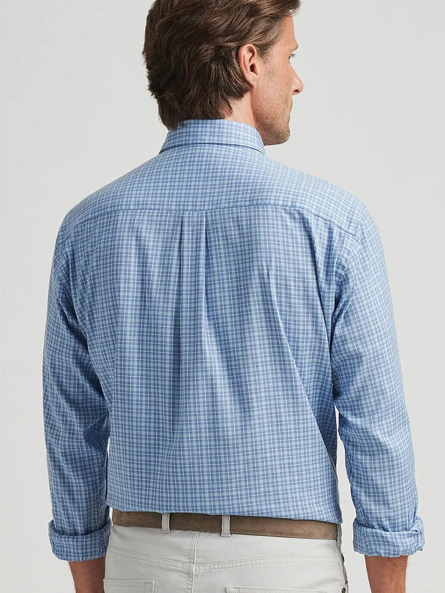 Peter Millar Caspian Perfect Pinpoint Cotton-Stretch Sport Shirt in Blue Freesia