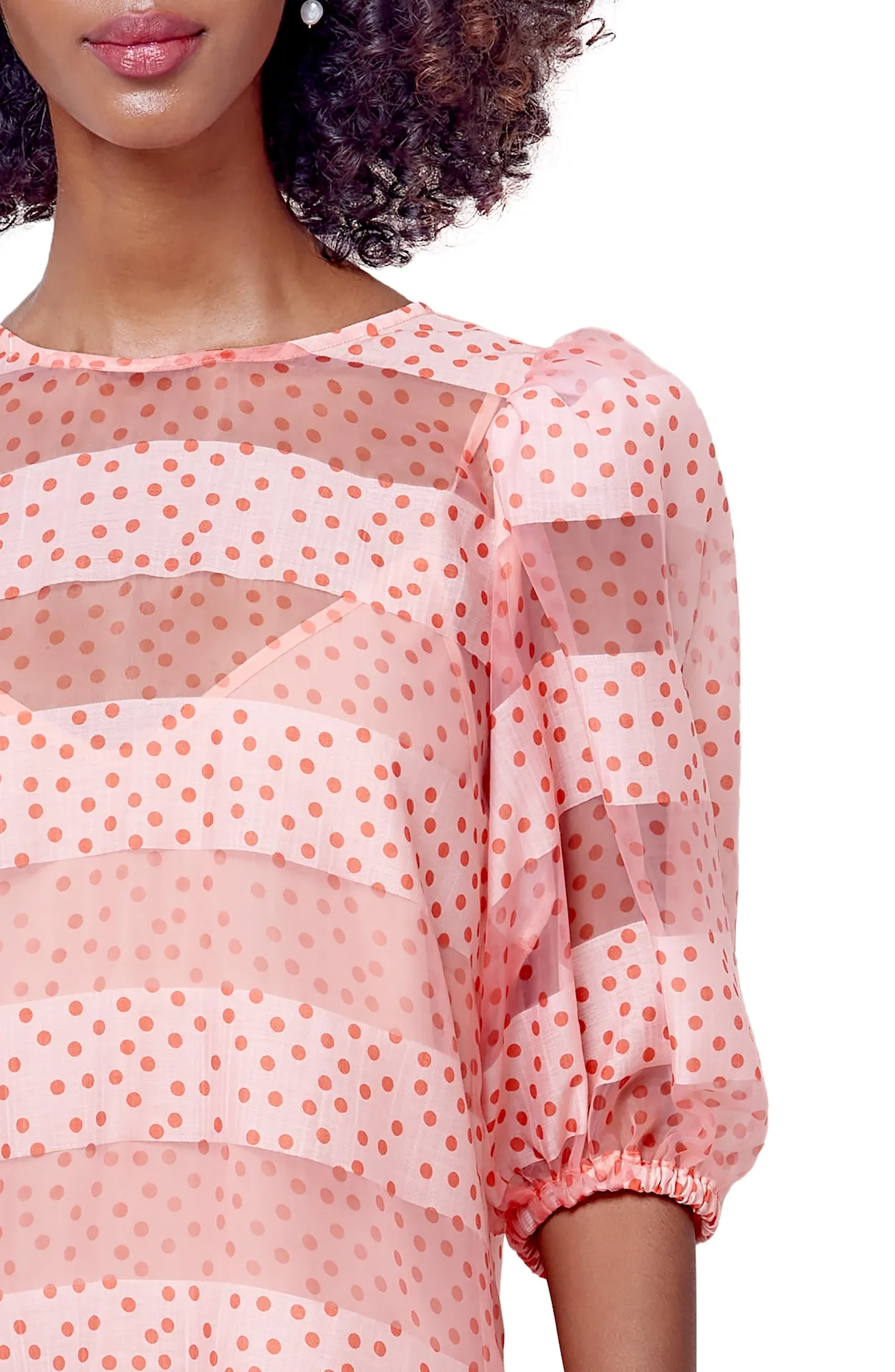 ROMMI Puff Shift Dress - Dot/stripe