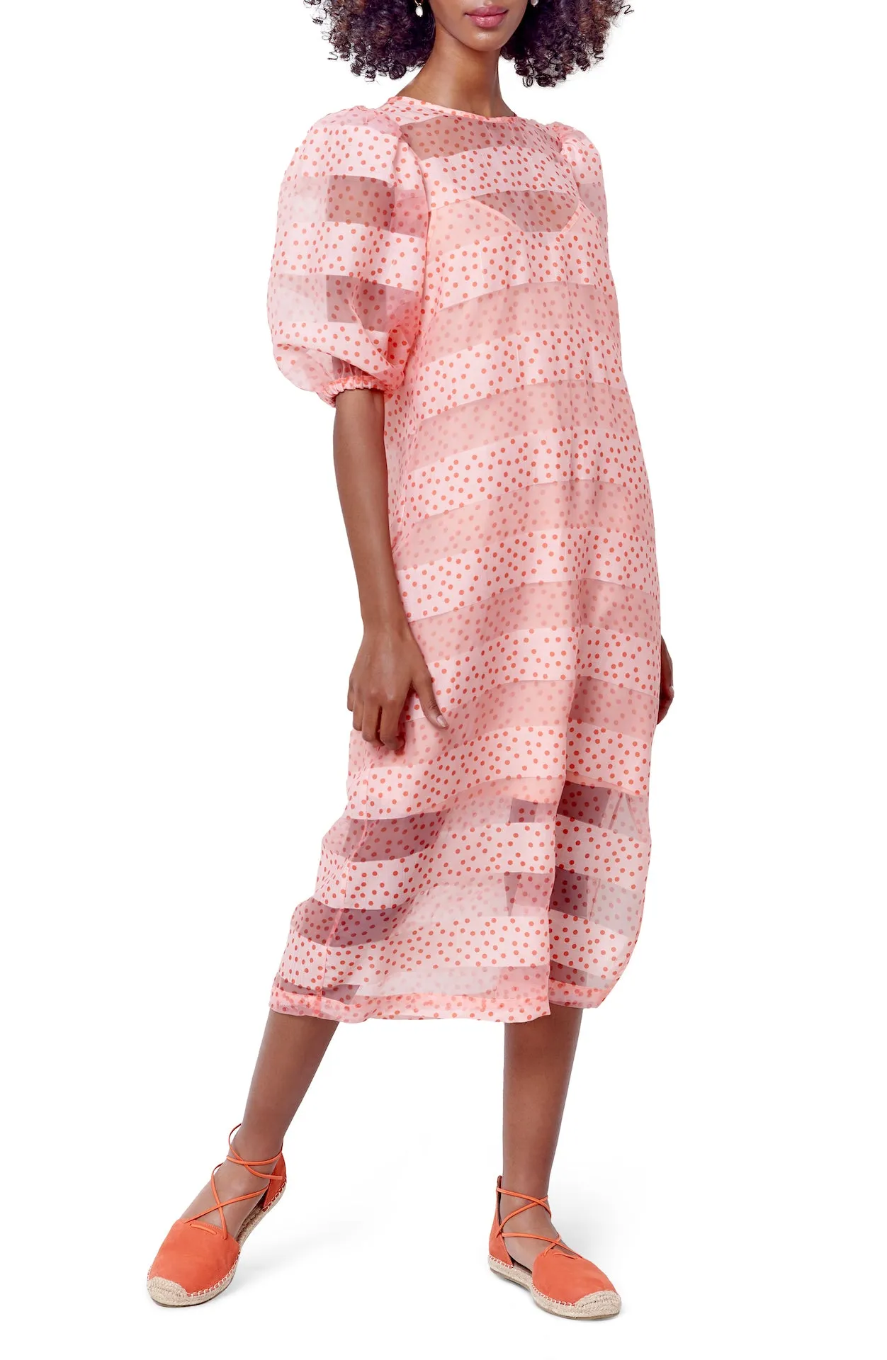 ROMMI Puff Shift Dress - Dot/stripe