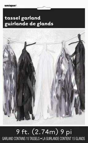 Tassel Garland - Black Silver White
