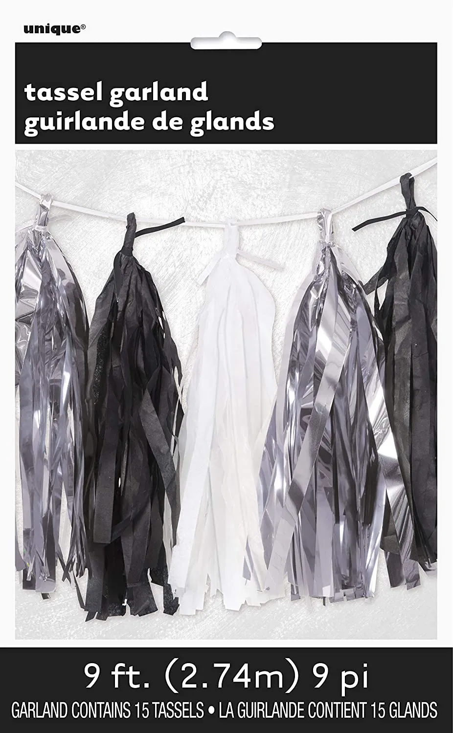 Tassel Garland - Black Silver White