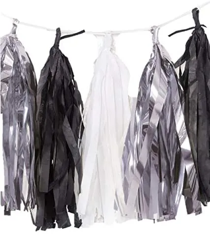 Tassel Garland - Black Silver White