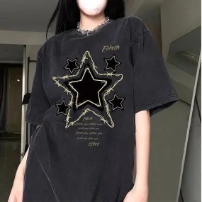 Women's Short Sleeve Star/Crescent T-Shirts 543935