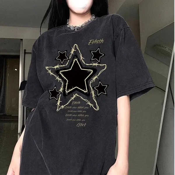 Women's Short Sleeve Star/Crescent T-Shirts 543935